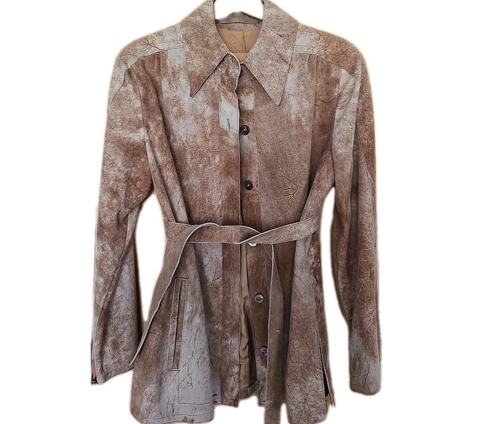 Vintage Brown Leather Jacket With Belt Euro 38 Friitala Made In Finland Size M
